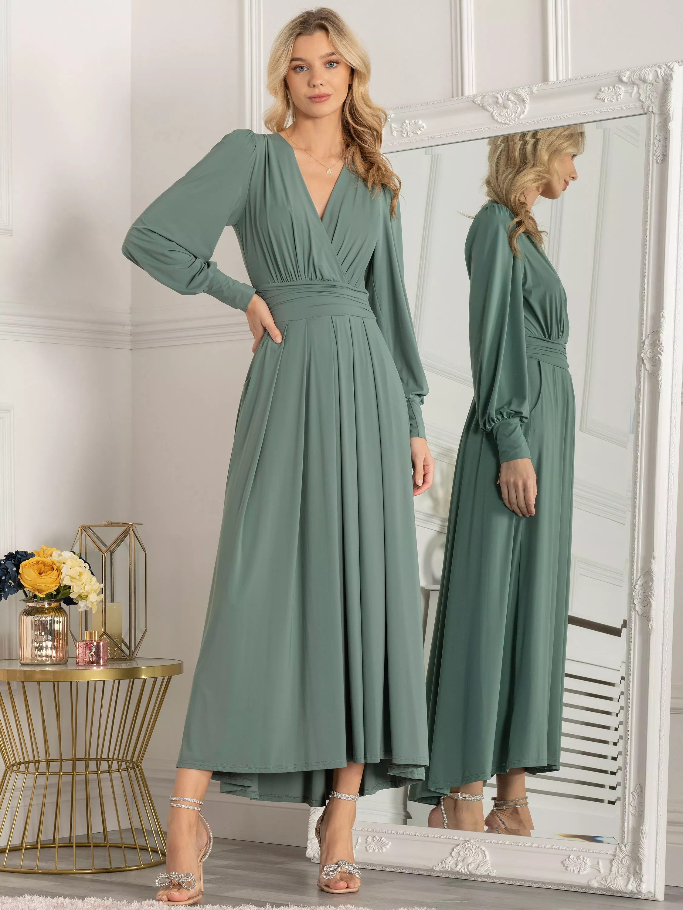 Green maxi dress for wedding best sale