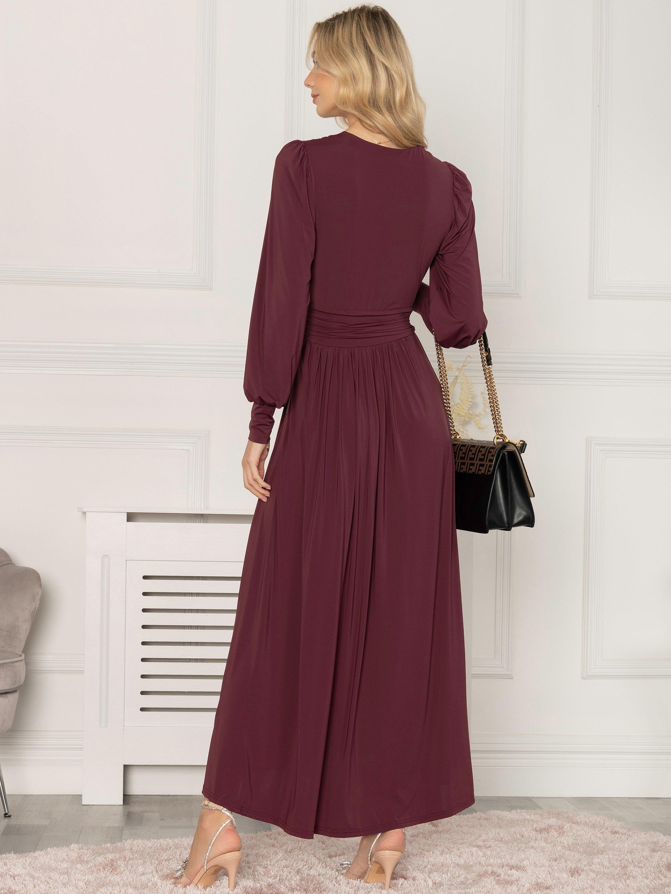 Product image 2 of 6, which shows Jolie Moi Rashelle Jersey Maxi Dress, Burgundy, 8