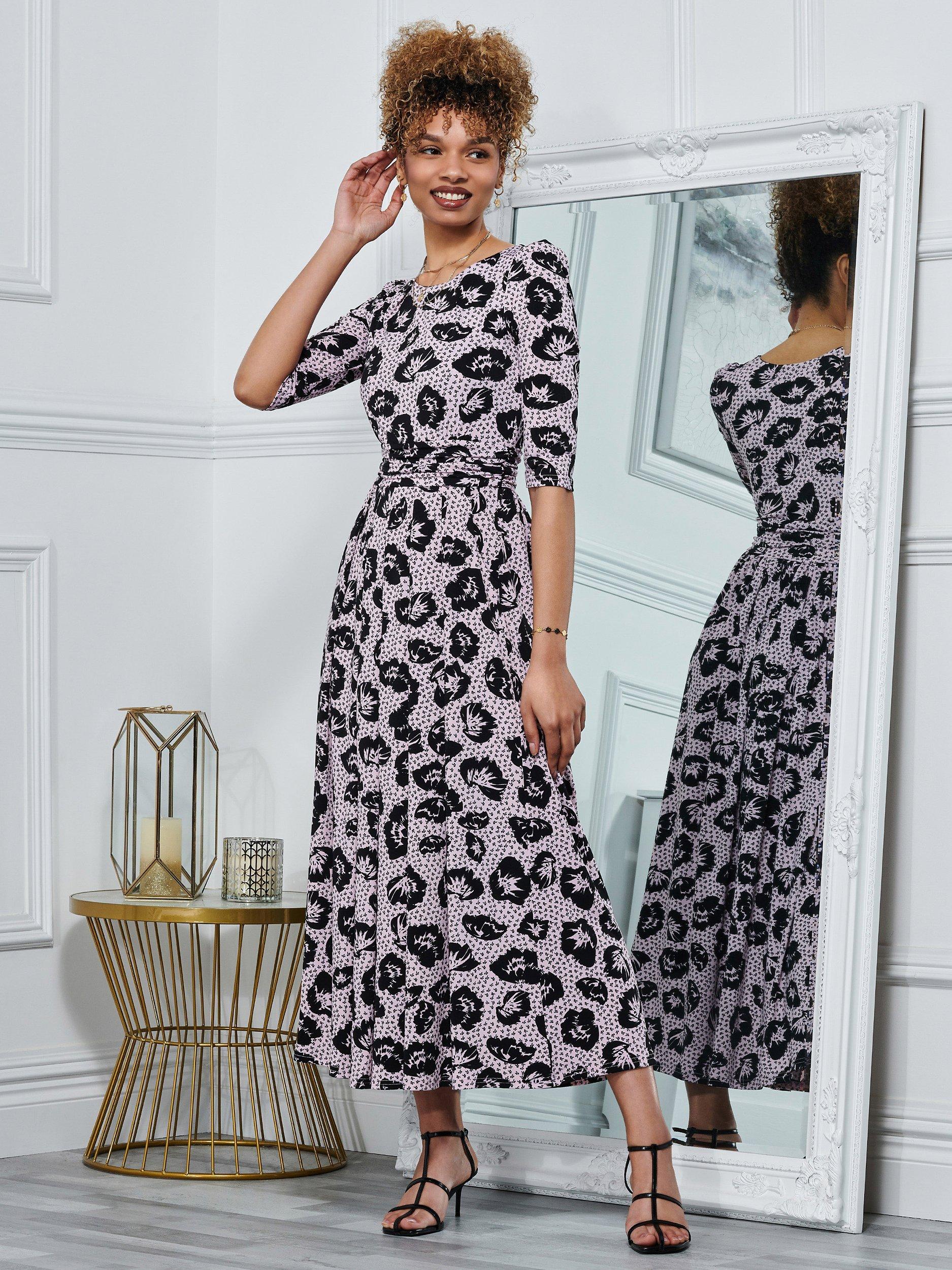 Jolie Moi Ozella Jersey Midi Dress, Pink Floral