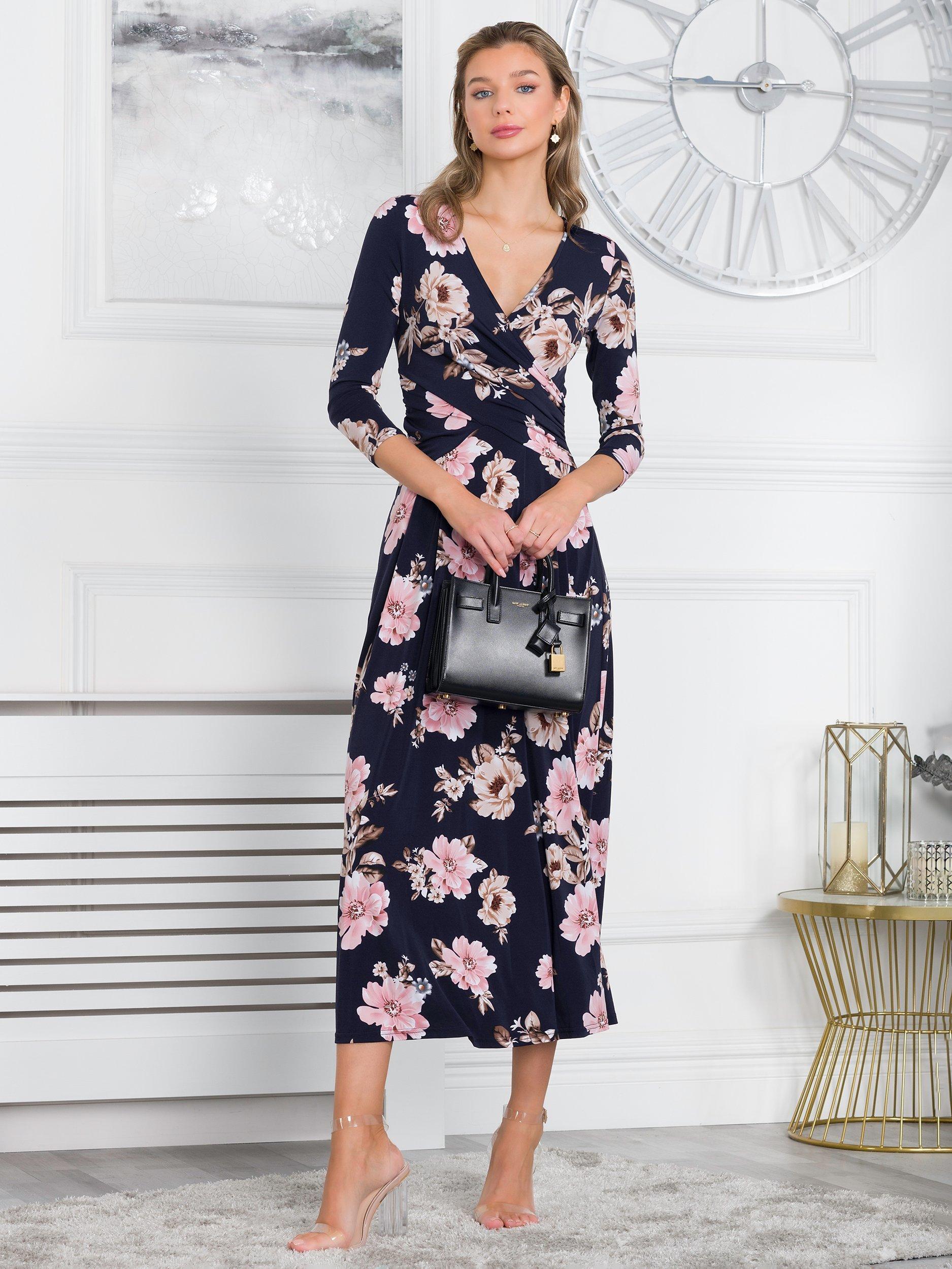 Jolie Moi Quintella Floral Midi Dress, Navy