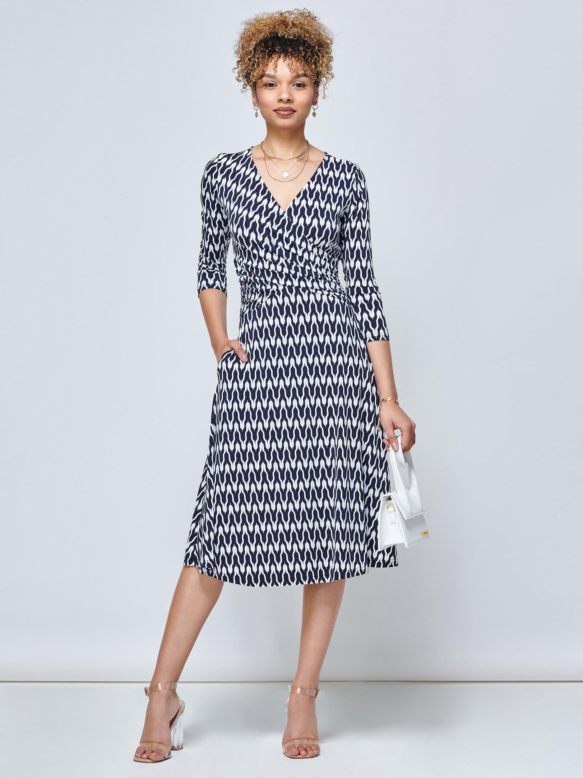 Jolie Moi Odilia Knee Length Dress, Navy Geometric