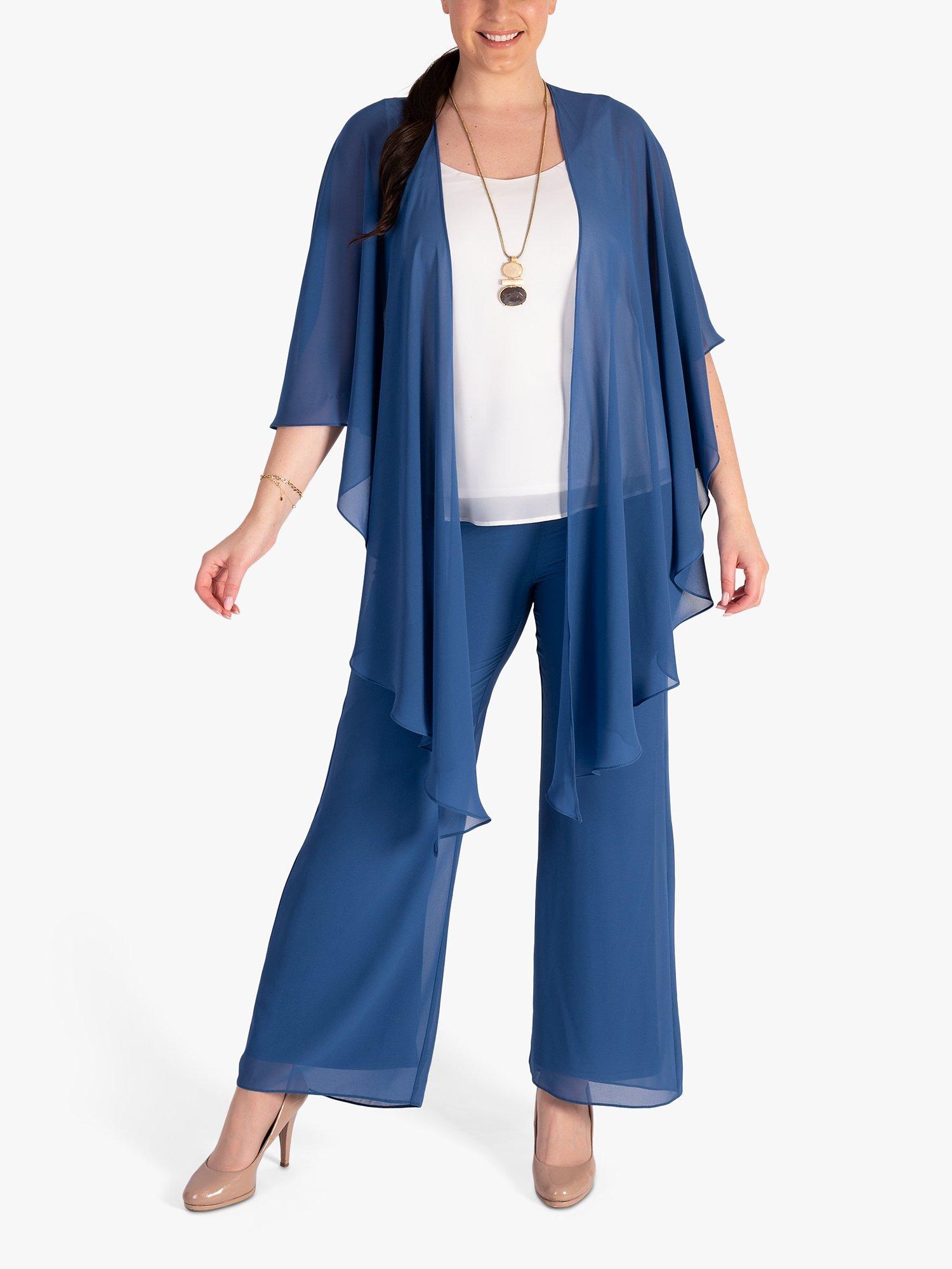 Product image 1 of 4, which shows chesca Chiffon Shawl, Bluebird, One Size
