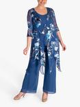 chesca Pixie Floral Silk Blend Chiffon Coat, Bluebird/Multi