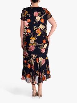 chesca Chrysanthemum Dress, Navy/Multi - view 2, Navy/Multi