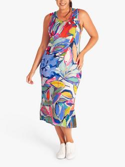 chesca Foliage Print Bodycon Midi Dress, Blue/Multi, Blue/Multi