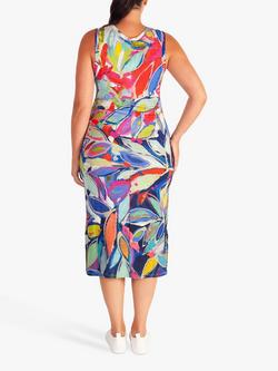 chesca Foliage Print Bodycon Midi Dress, Blue/Multi - view 2, Blue/Multi