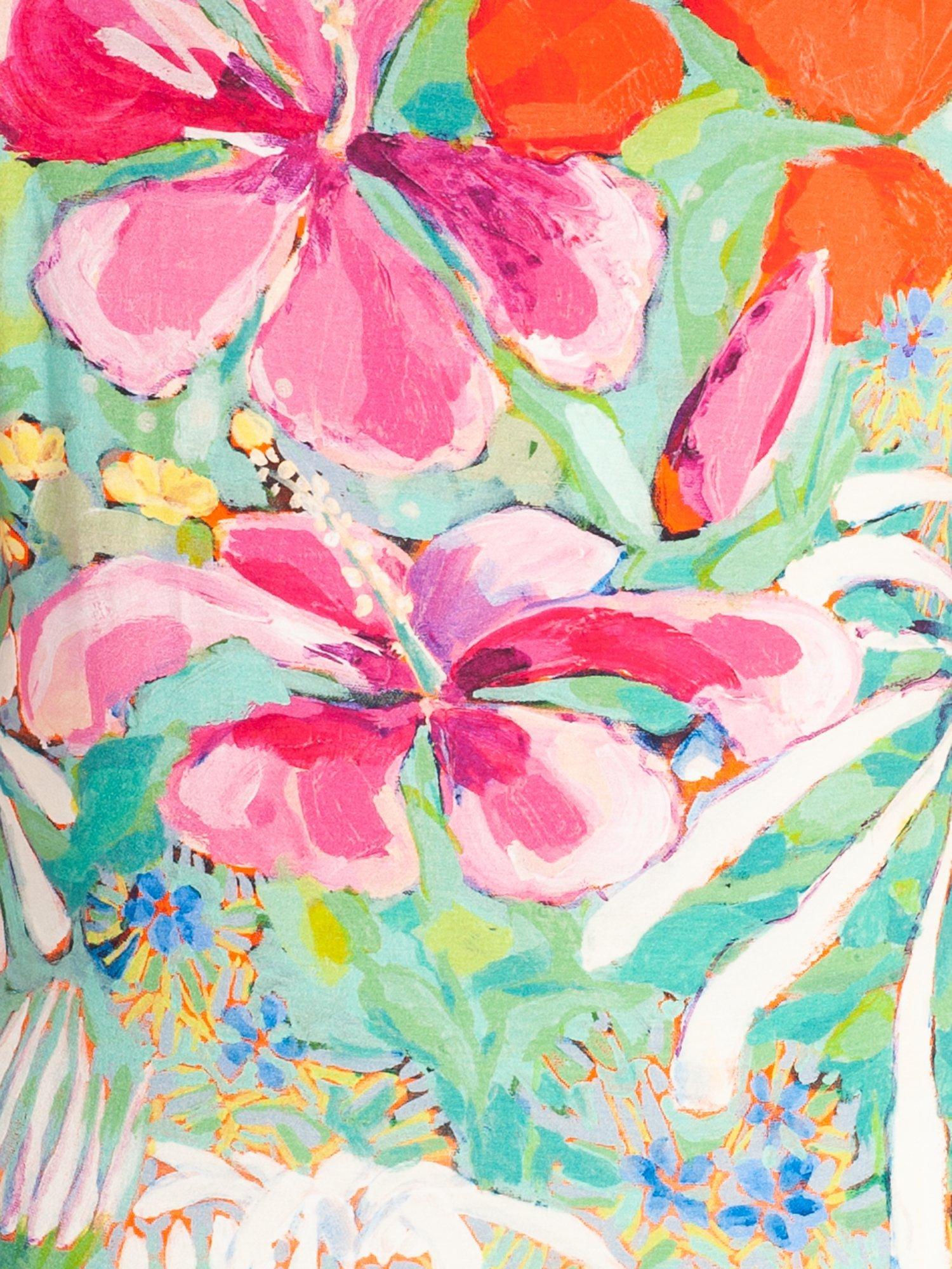 Product image 6 of 6, which shows chesca Tropical Print Floral Jersey Top, Green/Multi, 10-12
