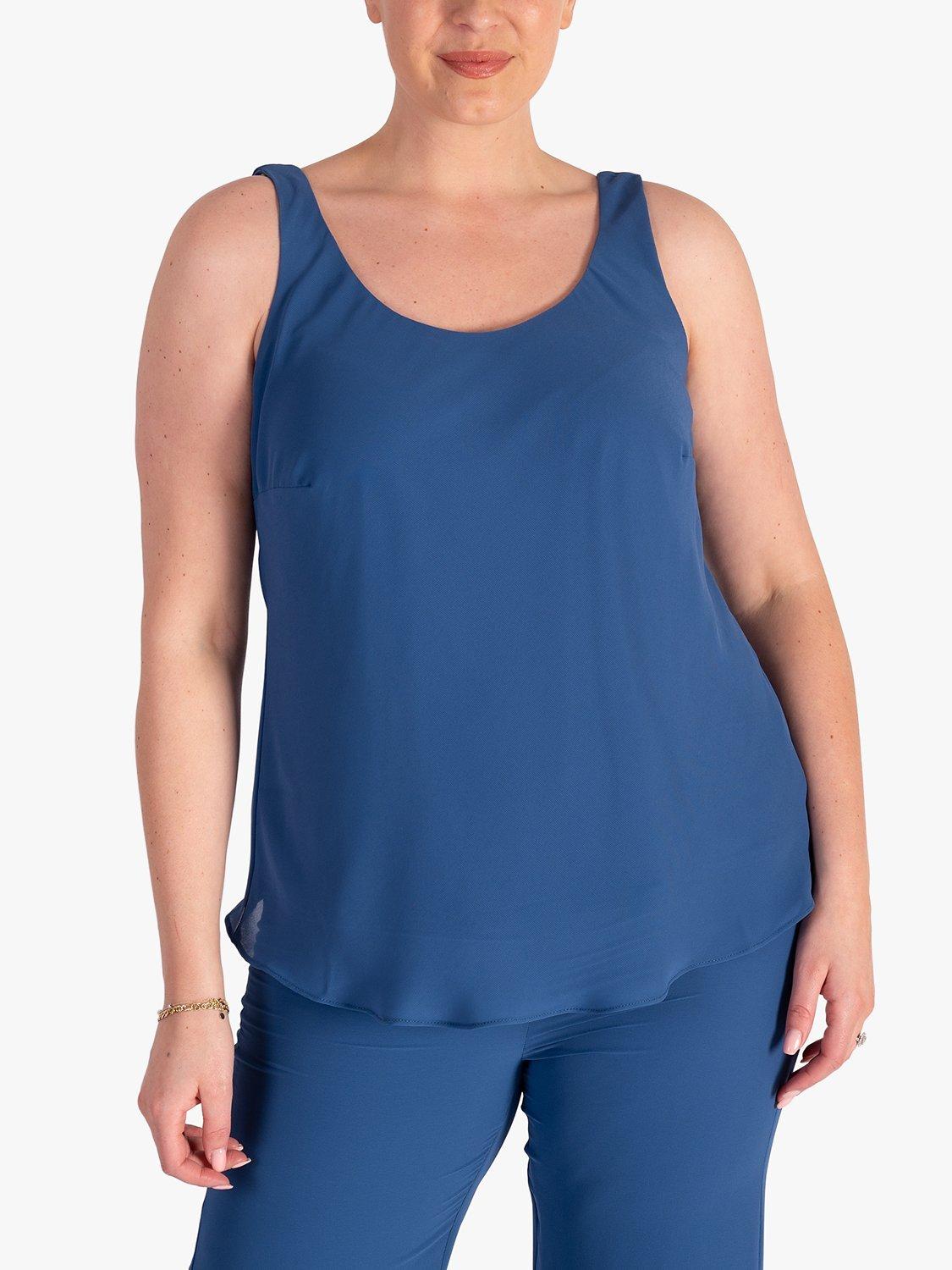 Product image 1 of 2, which shows chesca Chiffon Scoop Neck Camisole Top, Bluebird, 14