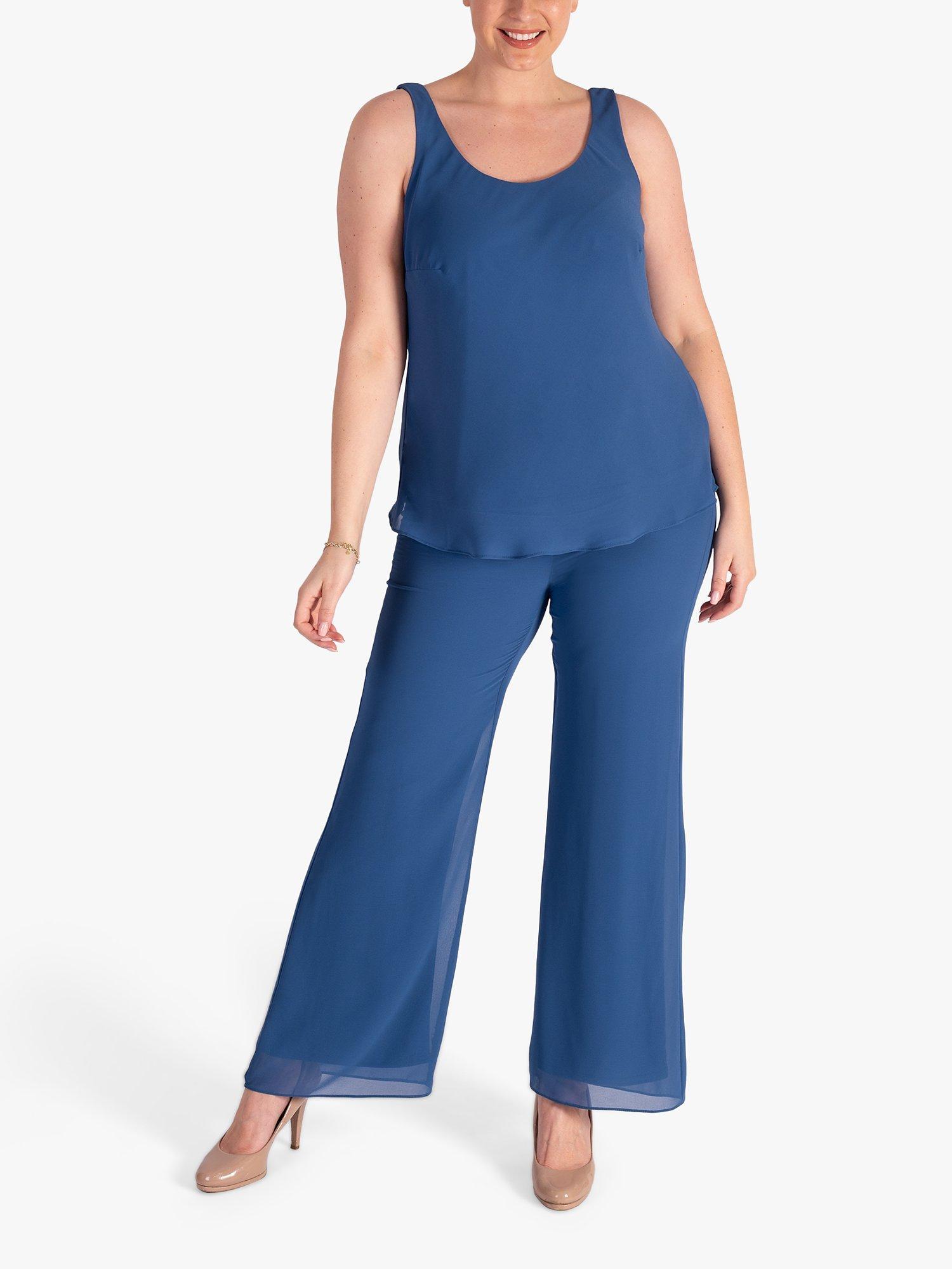 Product image 2 of 2, which shows chesca Chiffon Scoop Neck Camisole Top, Bluebird, 14