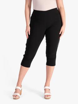 chesca Circle Trim Capri Cropped Trousers, Black