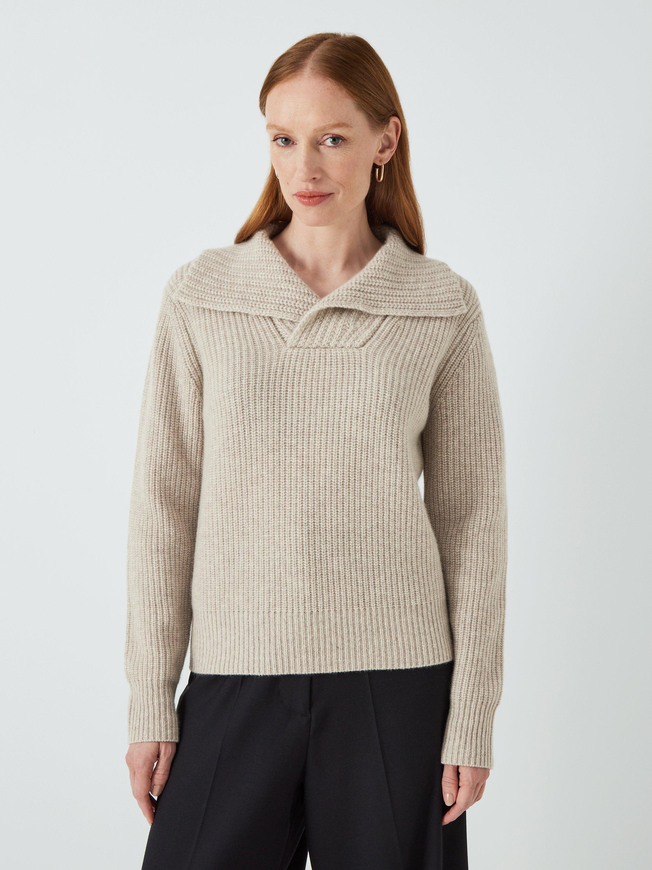 John Lewis Cashmere Ribbed Jumper, Oatmeal