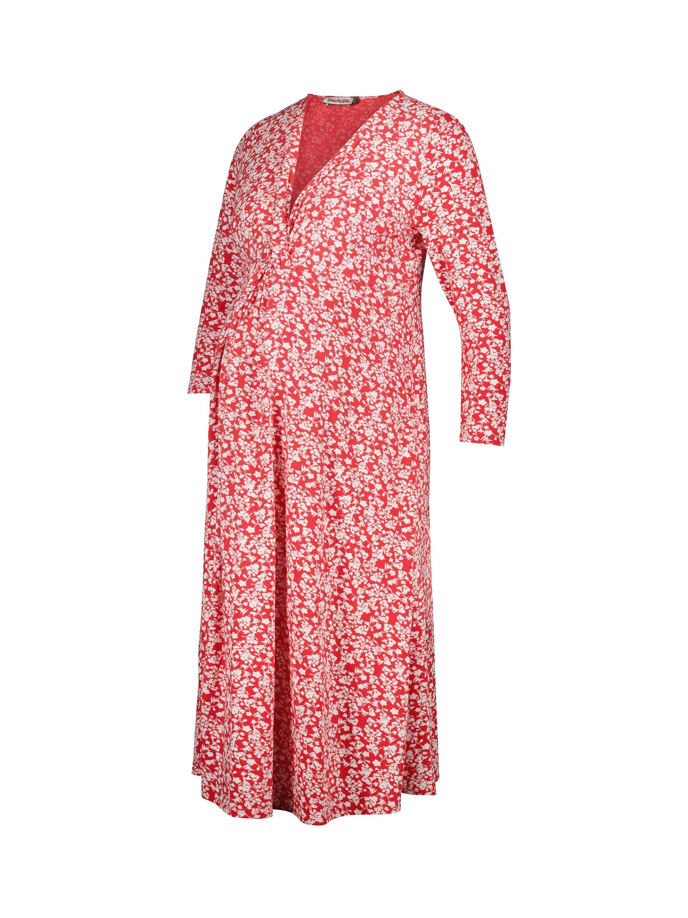 Product image 5 of 5, which shows Isabella Oliver Mia Maternity Dress, Red/White, 10