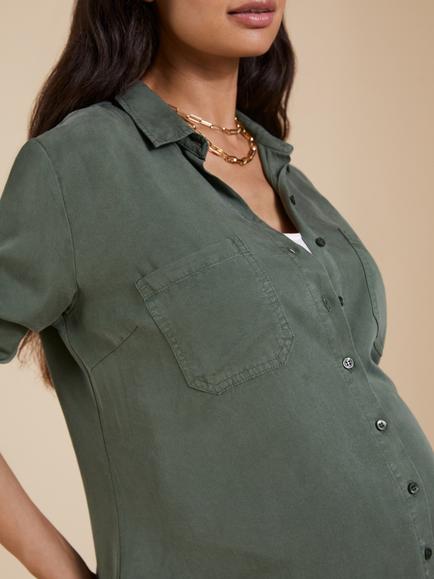 Isabella Oliver Raffa Maternity Shirt - view 2, Light Khaki