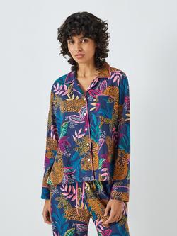 AND/OR Midnight Leopard Pyjama Shirt, Green/Multi, Green/Multi
