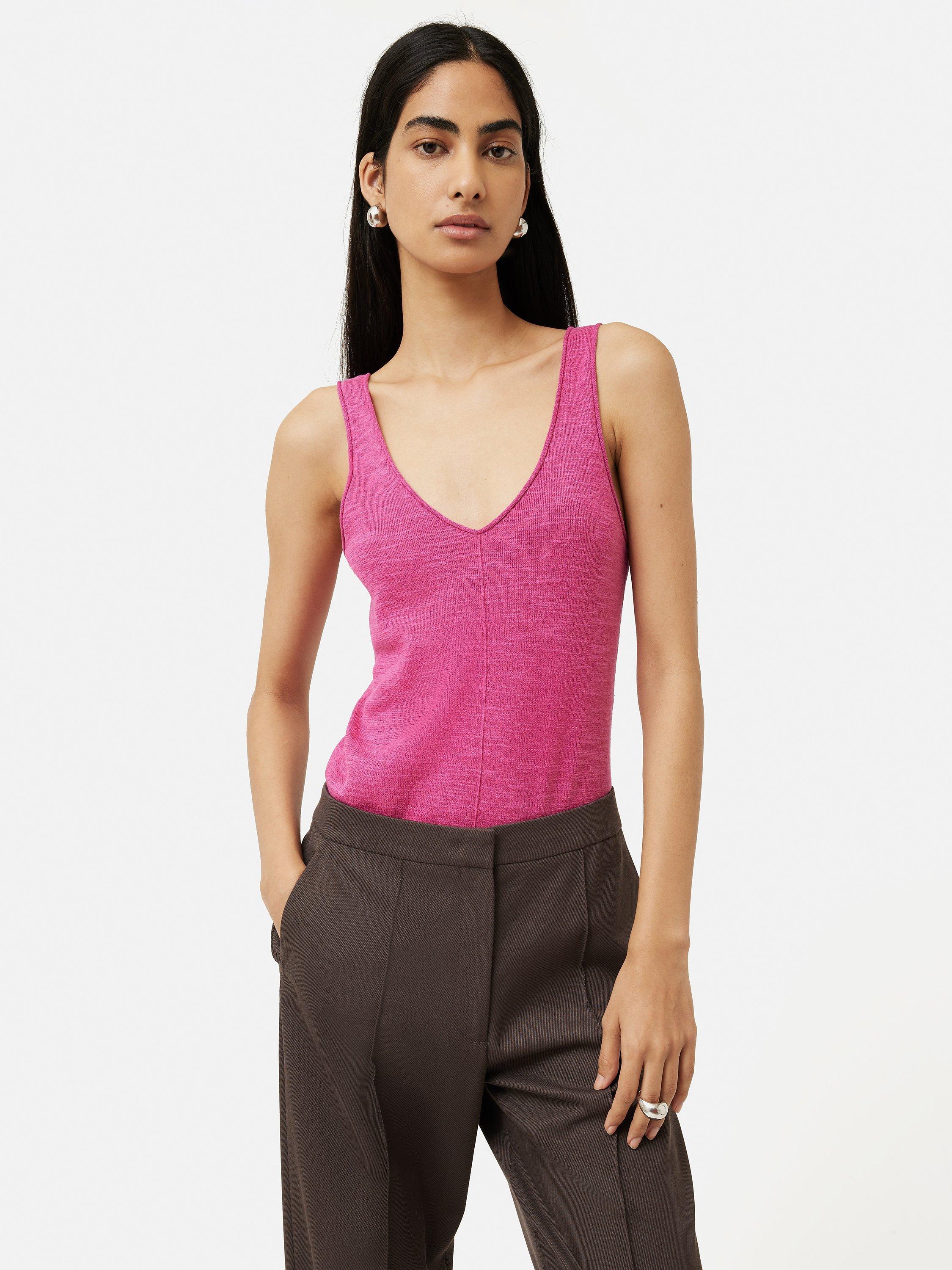 Jigsaw Linen Blend V-Neck Vest, Pink, XL
