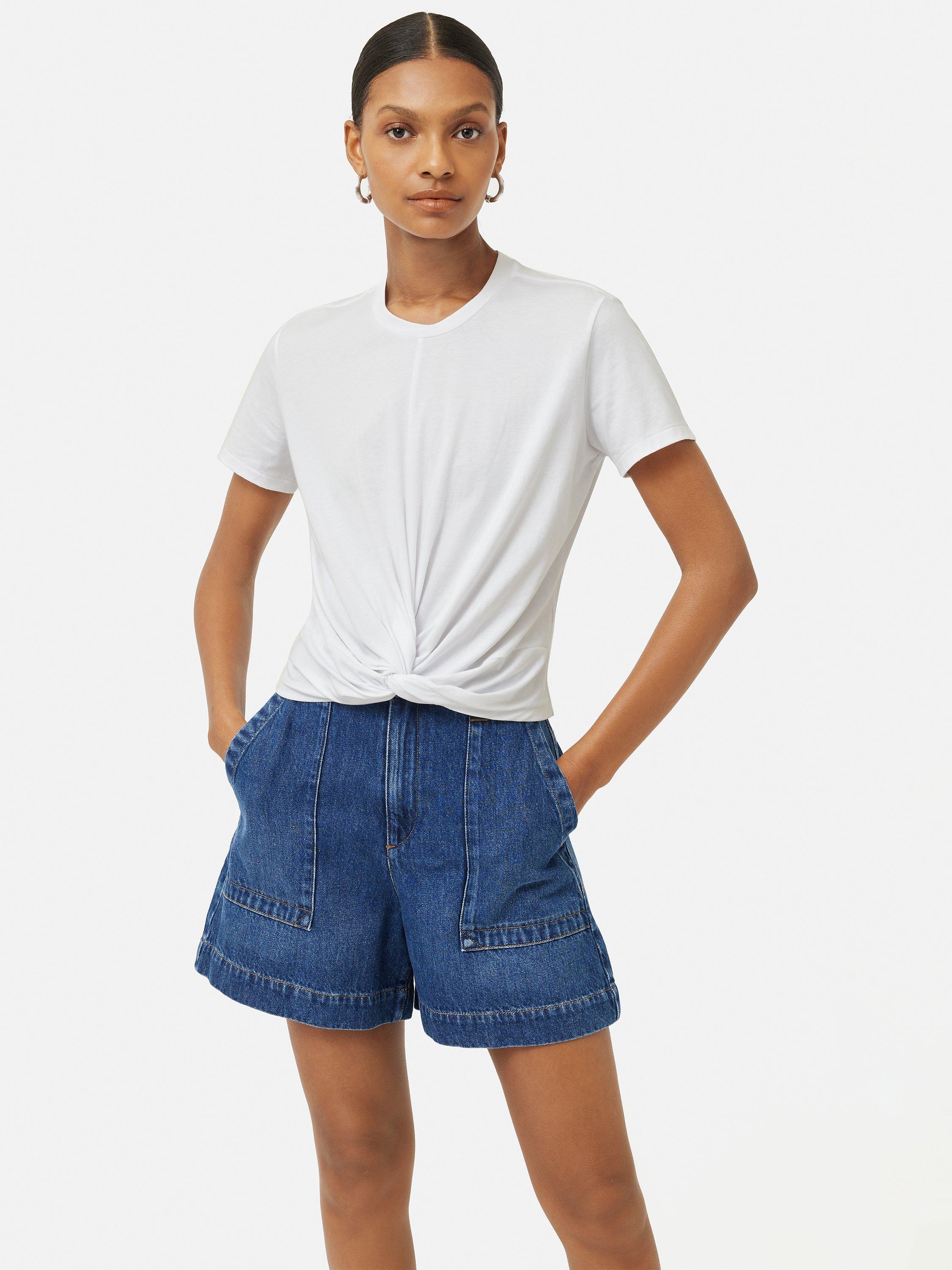 Jigsaw Supima Cotton Knotted T-Shirt, White