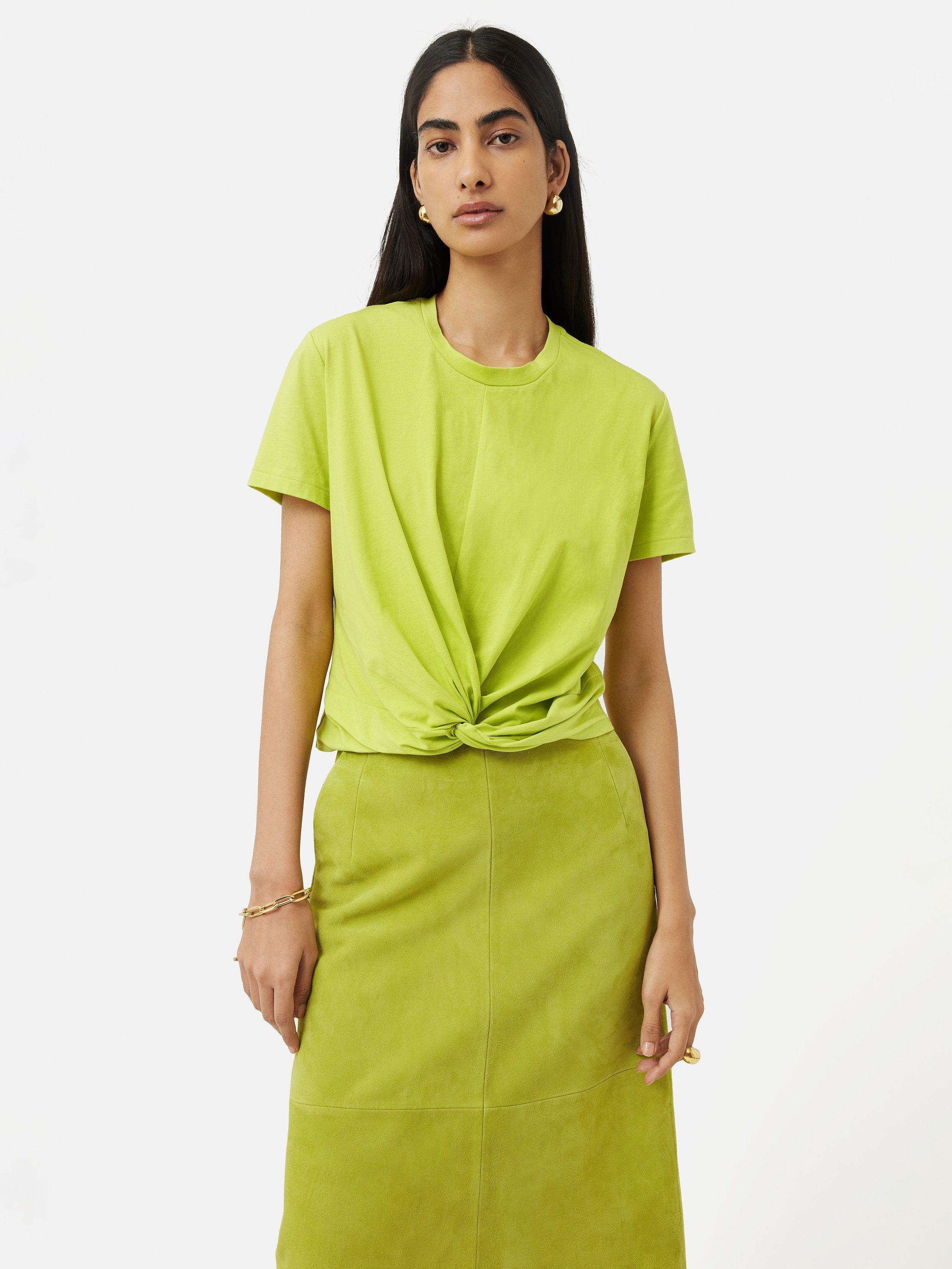 Jigsaw Supima Cotton Knotted T-Shirt, Lime