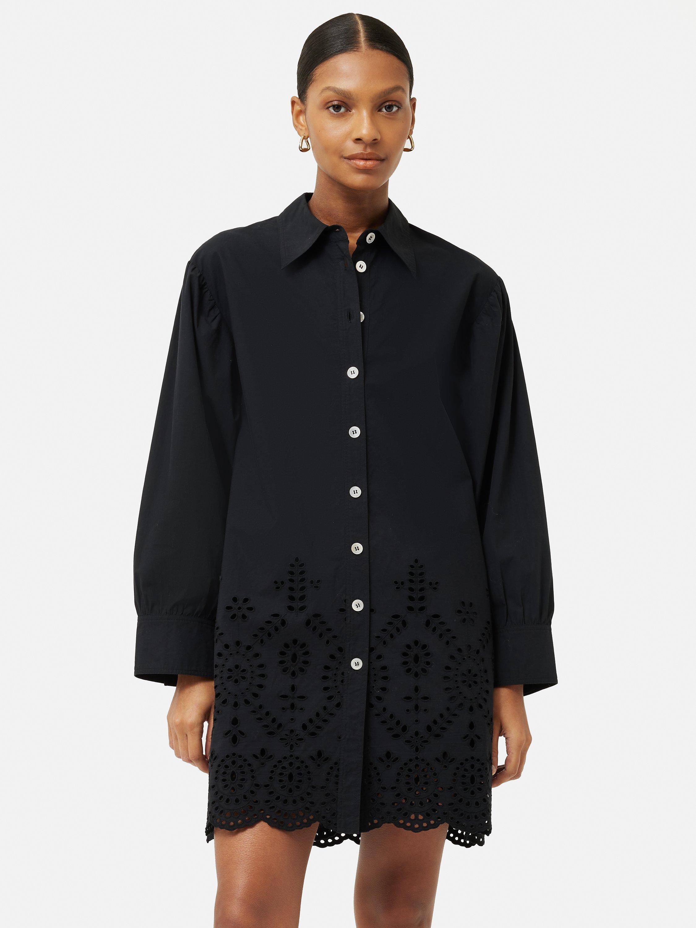 Jigsaw Broderie Beach Shirt, Black Black