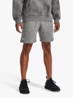 Under Armour Rival Fleece Shorts, Light Heather/White - view 2, Lightheather/White