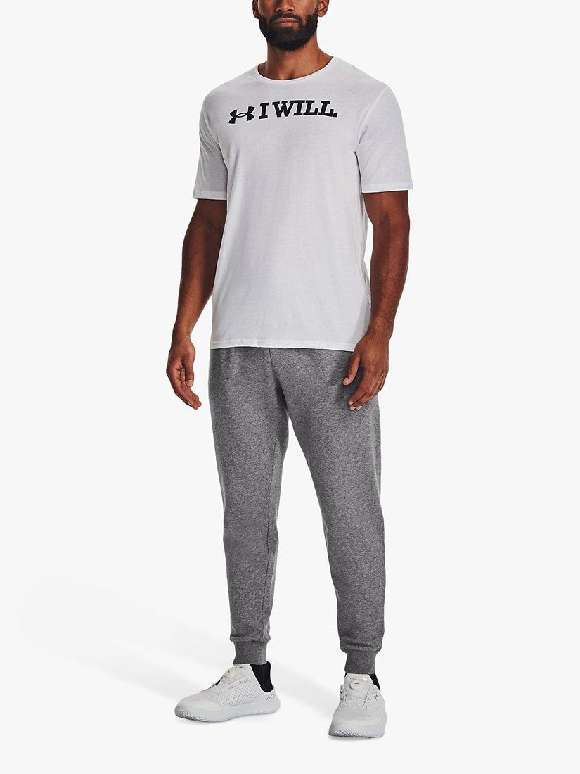 Product image 1 of 6, which shows Under Armour Men's Rival Fleece Joggers, True Grey Heather, S