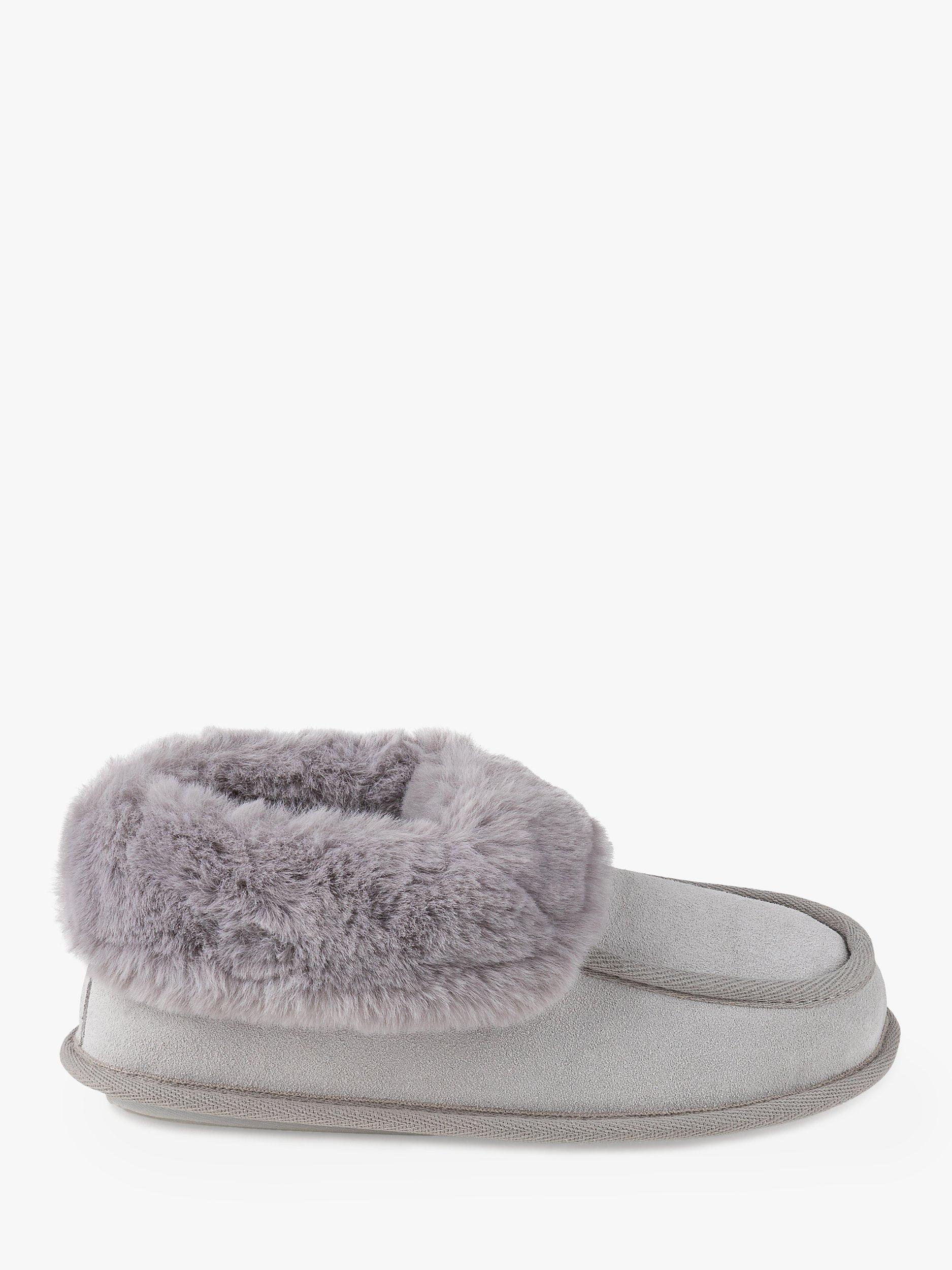 totes Real Suede Moccasin Bootie Slippers, Grey, 5