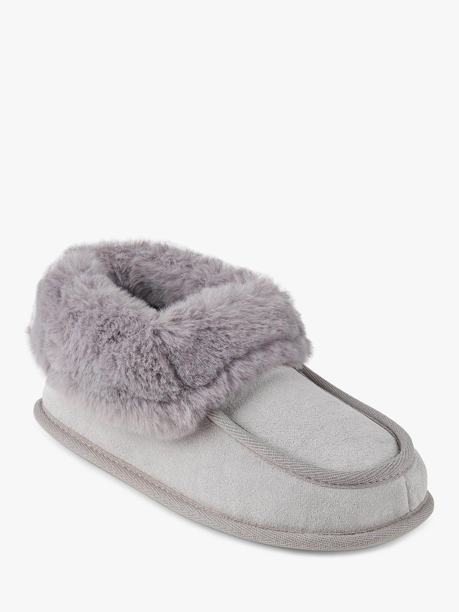 totes Real Suede Moccasin Bootie Slippers, Grey, 5