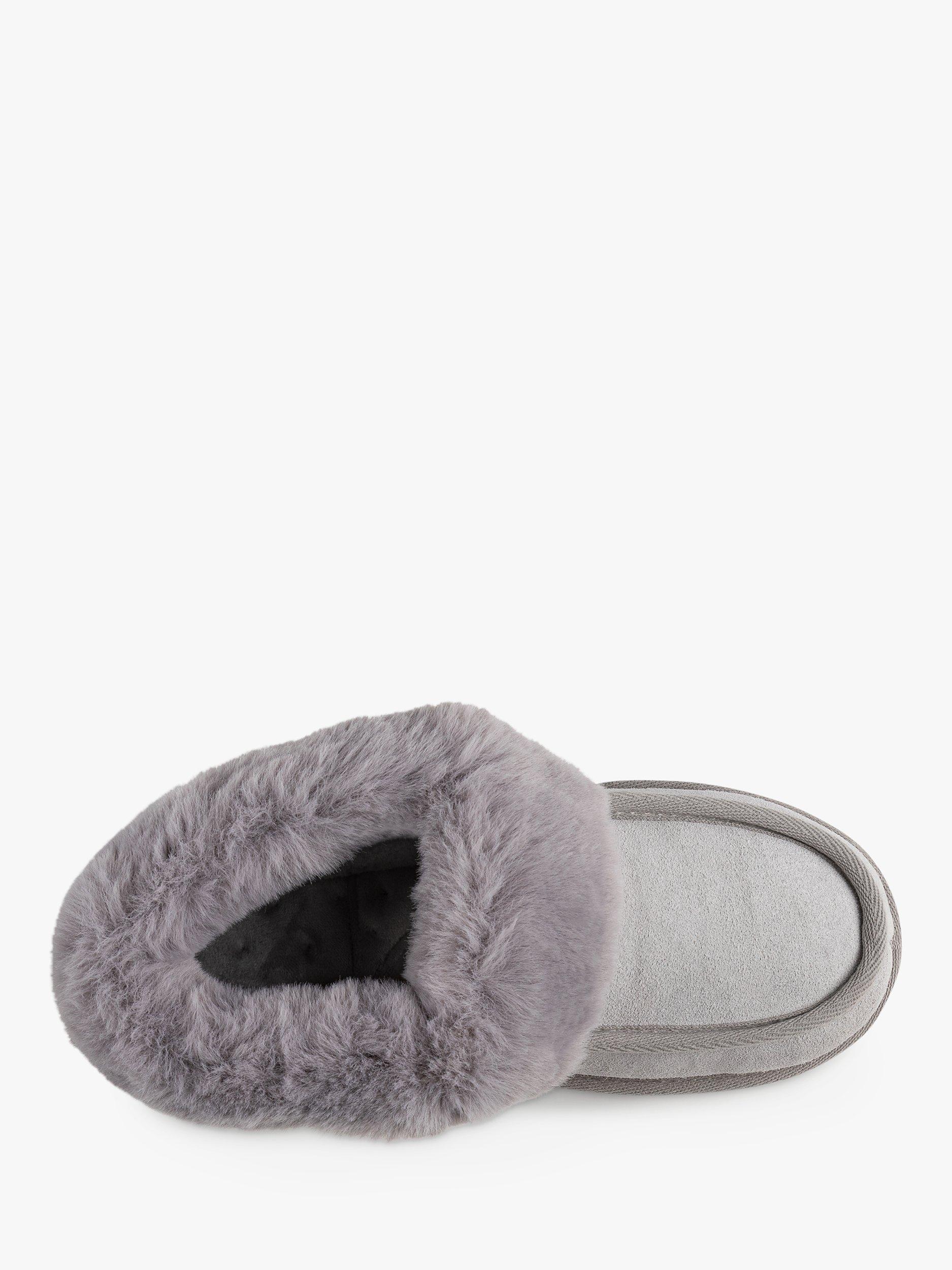 totes Real Suede Moccasin Bootie Slippers, Grey, 5