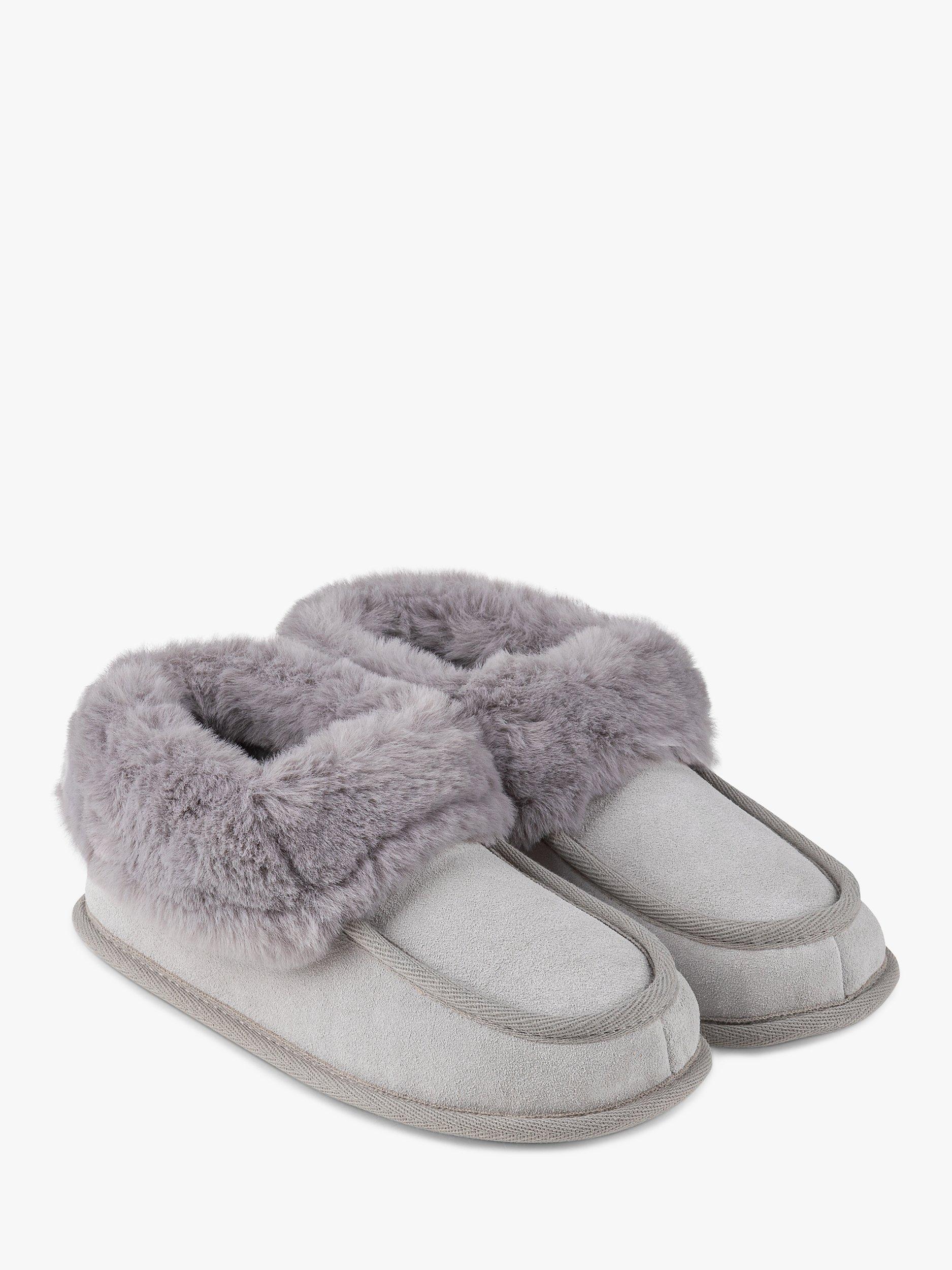 totes Real Suede Moccasin Bootie Slippers, Grey, 5