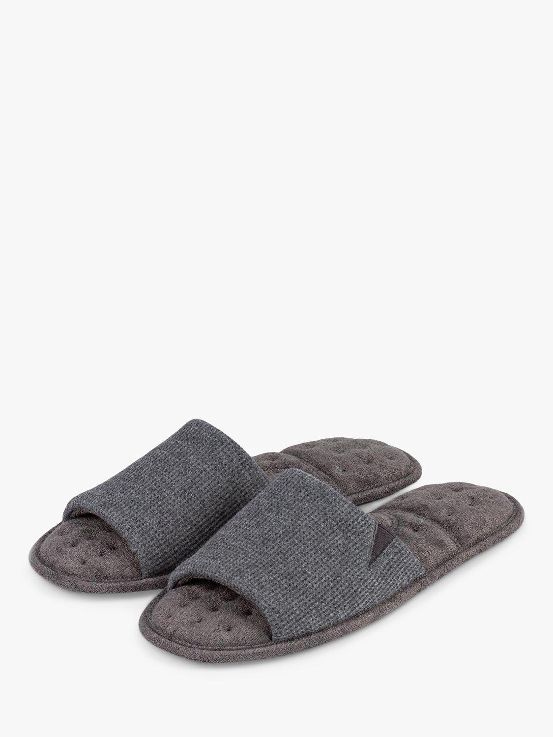 totes Waffle Open Toe Slippers, Charcoal