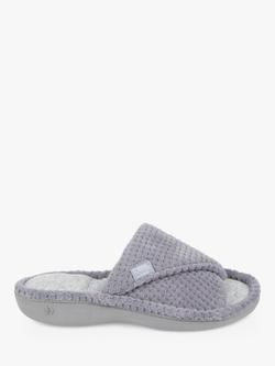 totes Textured Popcorn Turnover Mule Slippers, Pale Grey