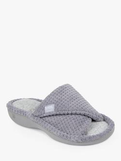 totes Textured Popcorn Turnover Mule Slippers - view 2, Pale Grey