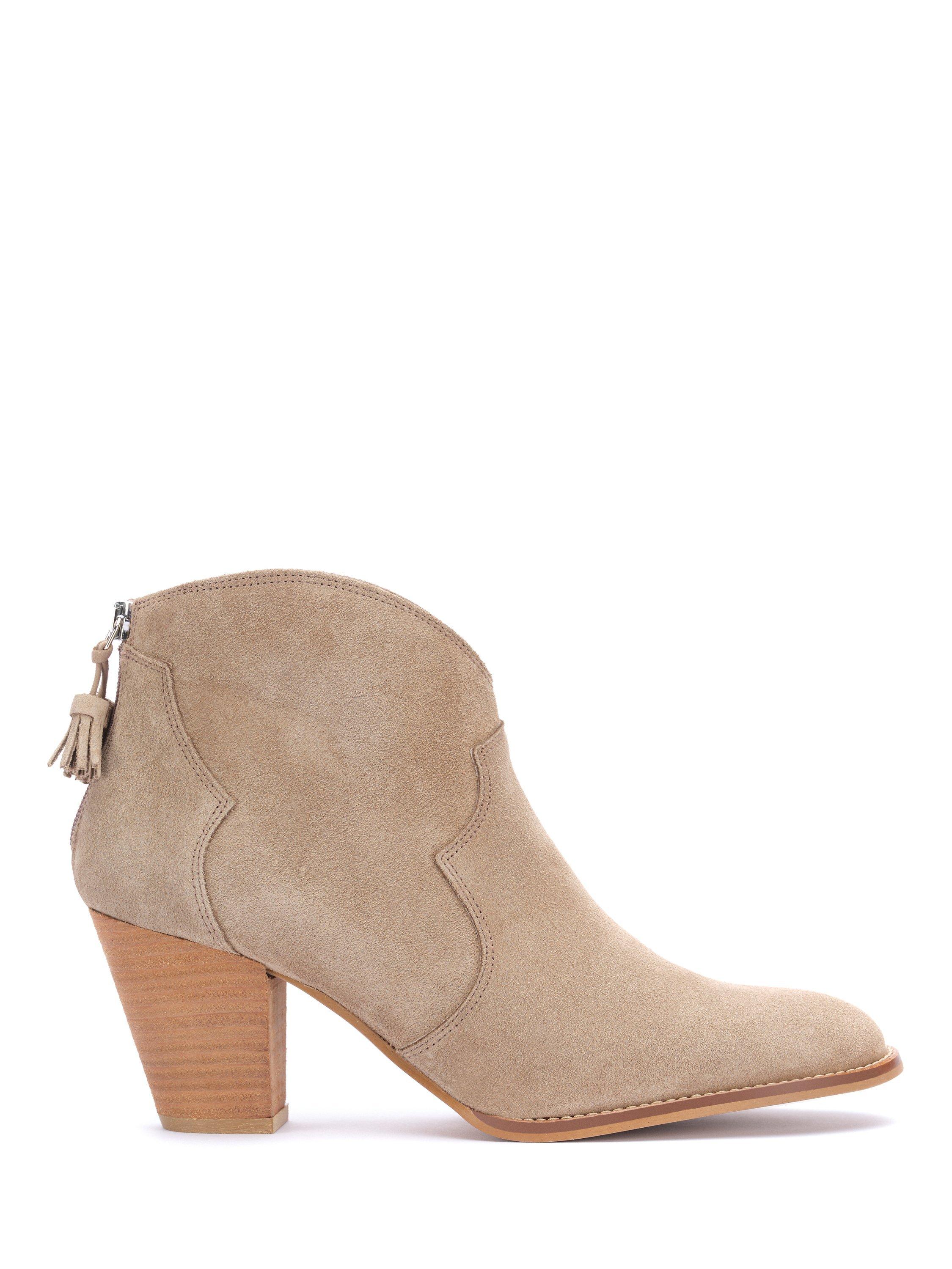 Mint Velvet Sierra Suede Western Ankle Boots, Camel