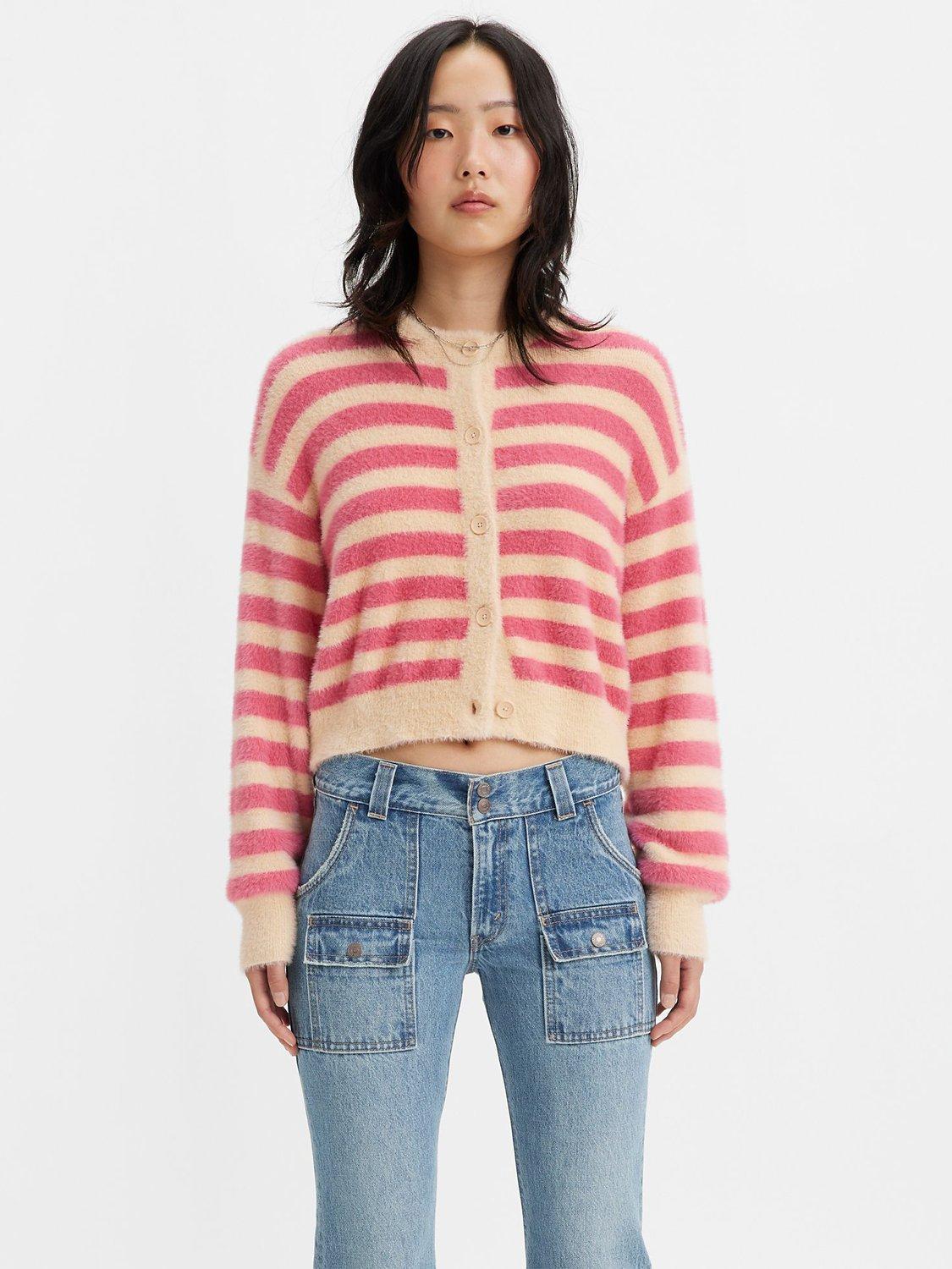Levi's Cat Fuzzy Stripe Cardigan, Jenny Stripe Marzipa