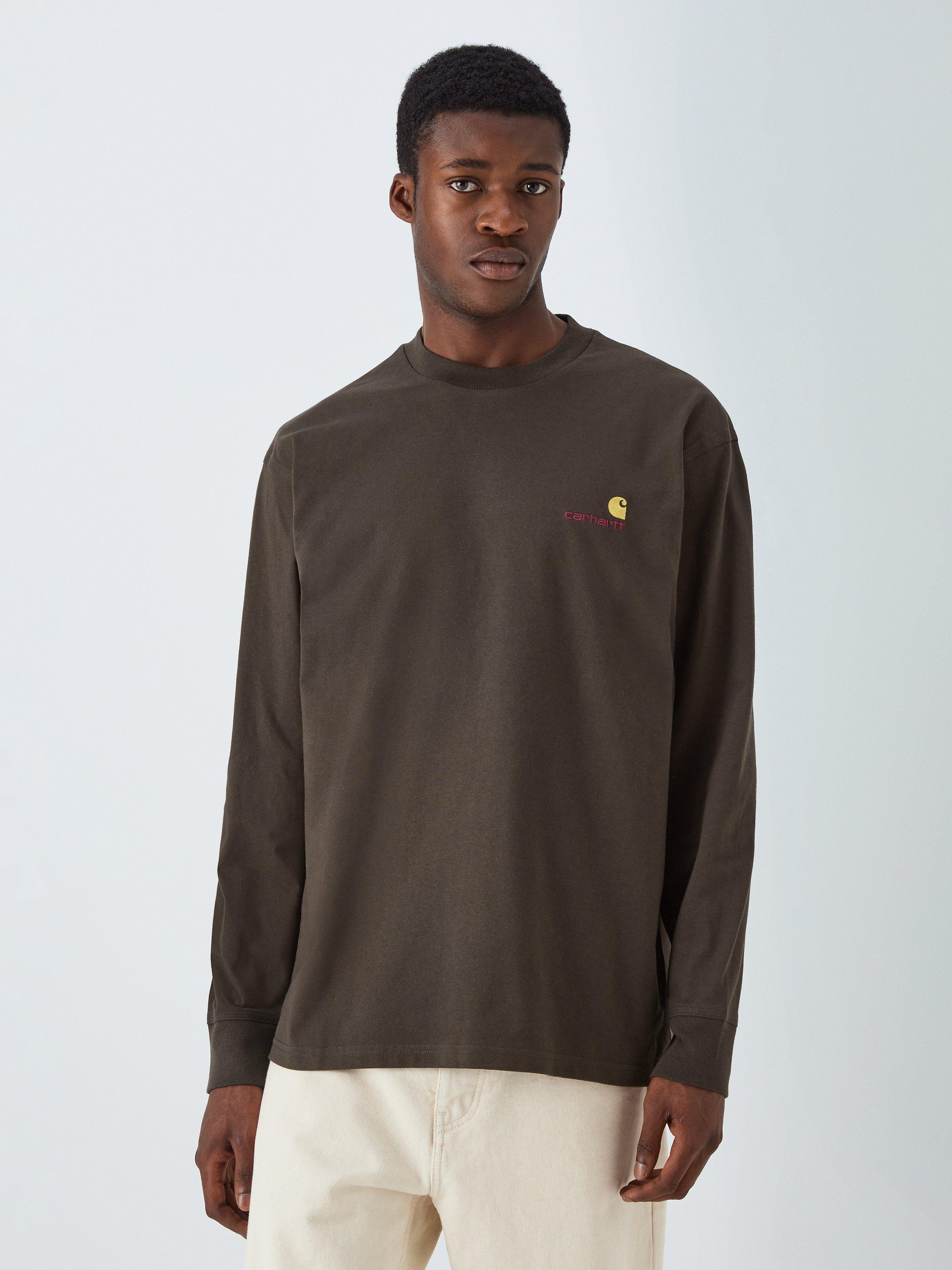Carhartt WIP Long Sleeve American Script T-Shirt, Brown