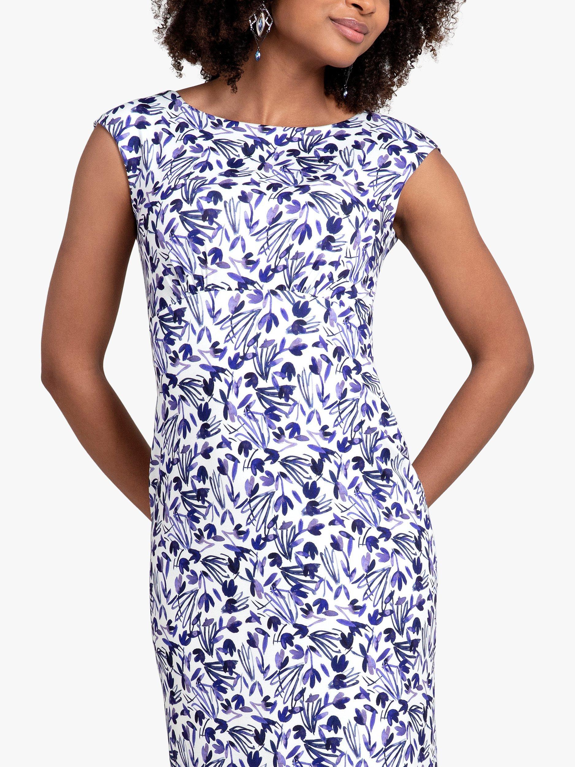 Product image 4 of 8, which shows Alie Street Pippa Floral Shift Dress, Indigo Ink Blue, 6-8