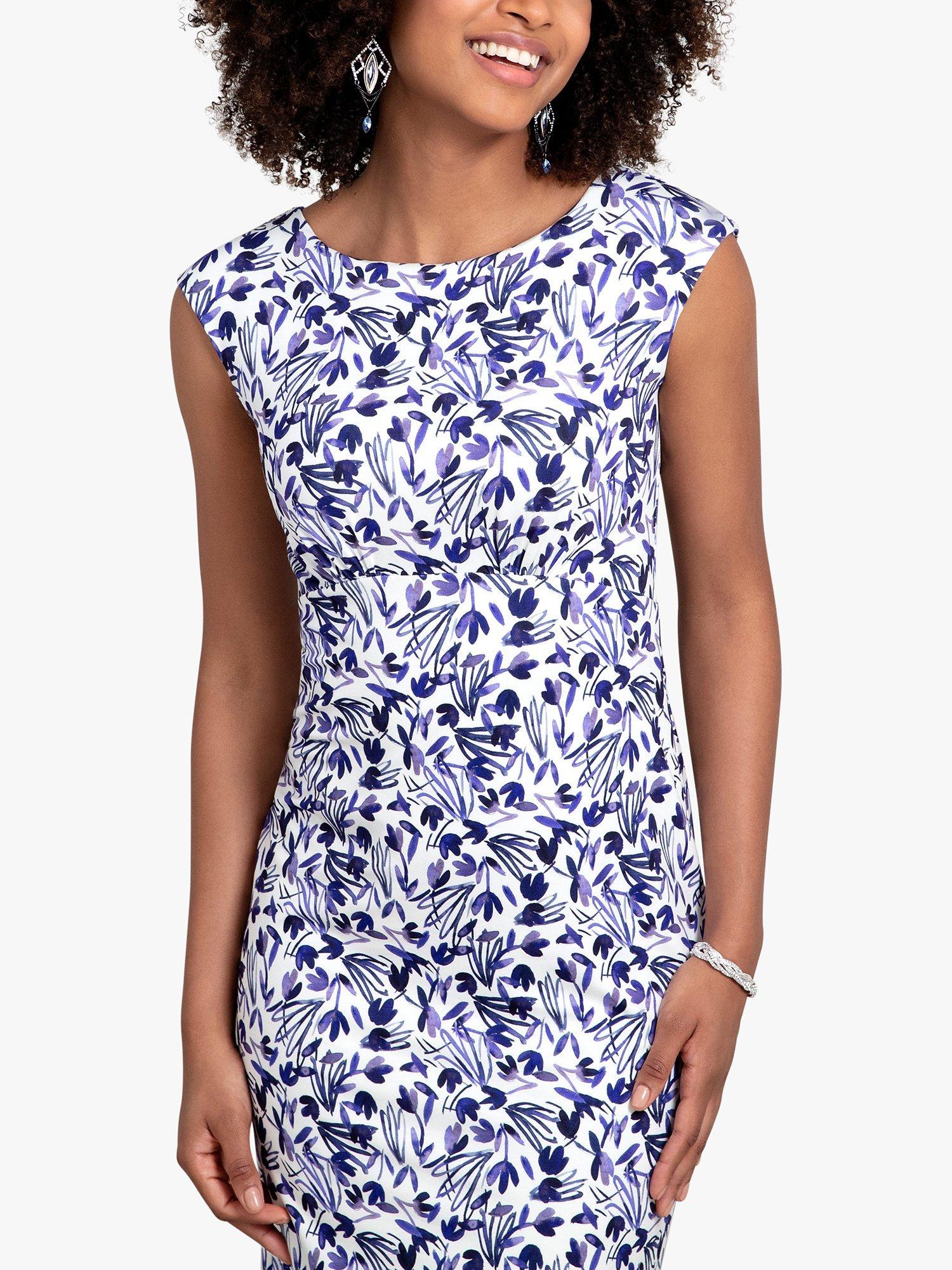 Product image 6 of 8, which shows Alie Street Pippa Floral Shift Dress, Indigo Ink Blue, 6-8