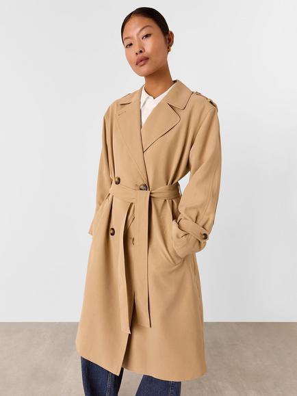 Whistles Petite Riley Double Breasted Trench Coat, Beige - view 2, Beige
