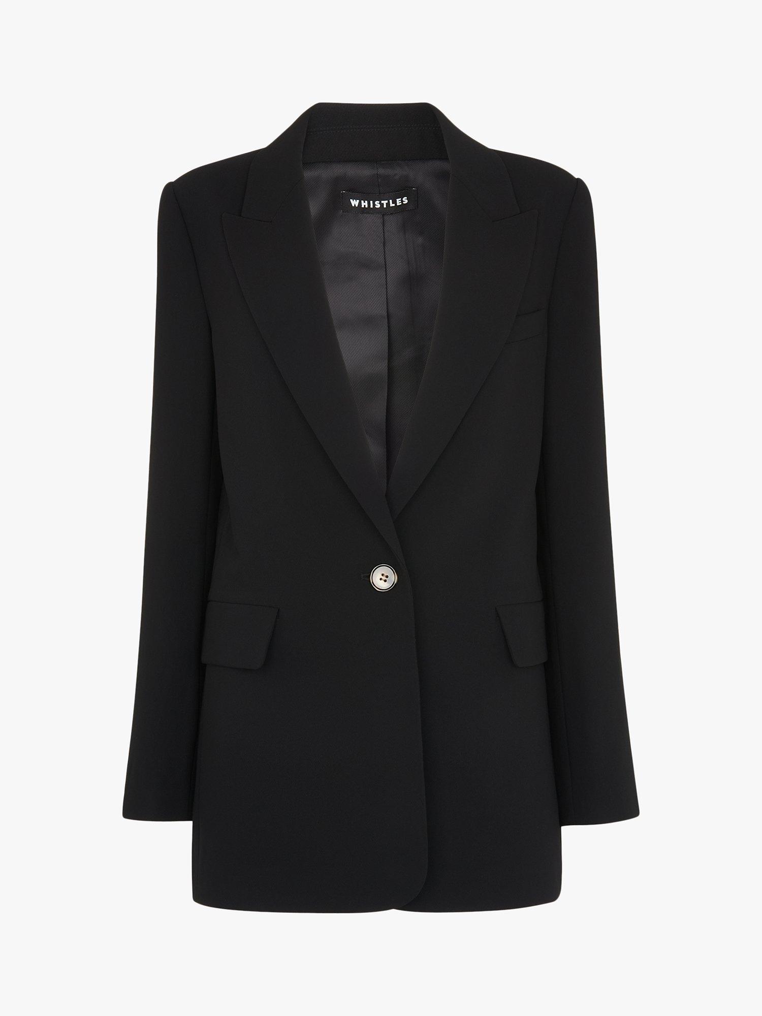 Product image 5 of 5, which shows Whistles Petite Crepe Boyfriend Blazer, Black, 6
