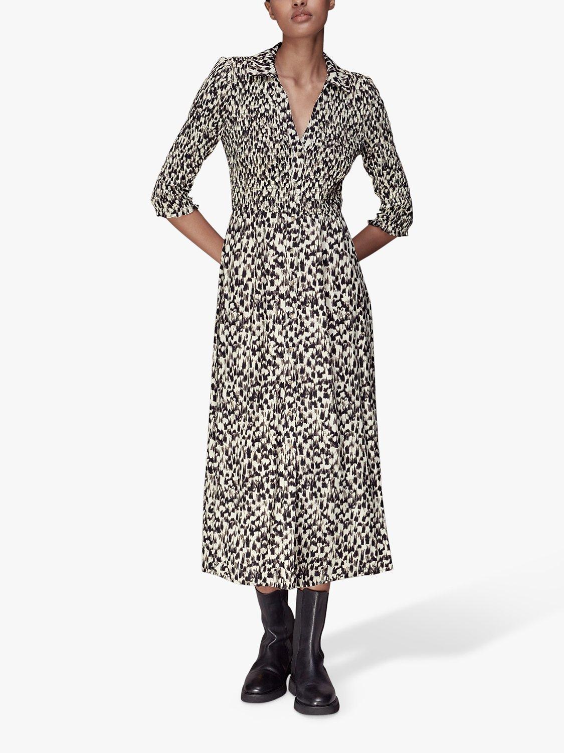 Whistles Petite Speedi Shirt Dress, Black/Multi