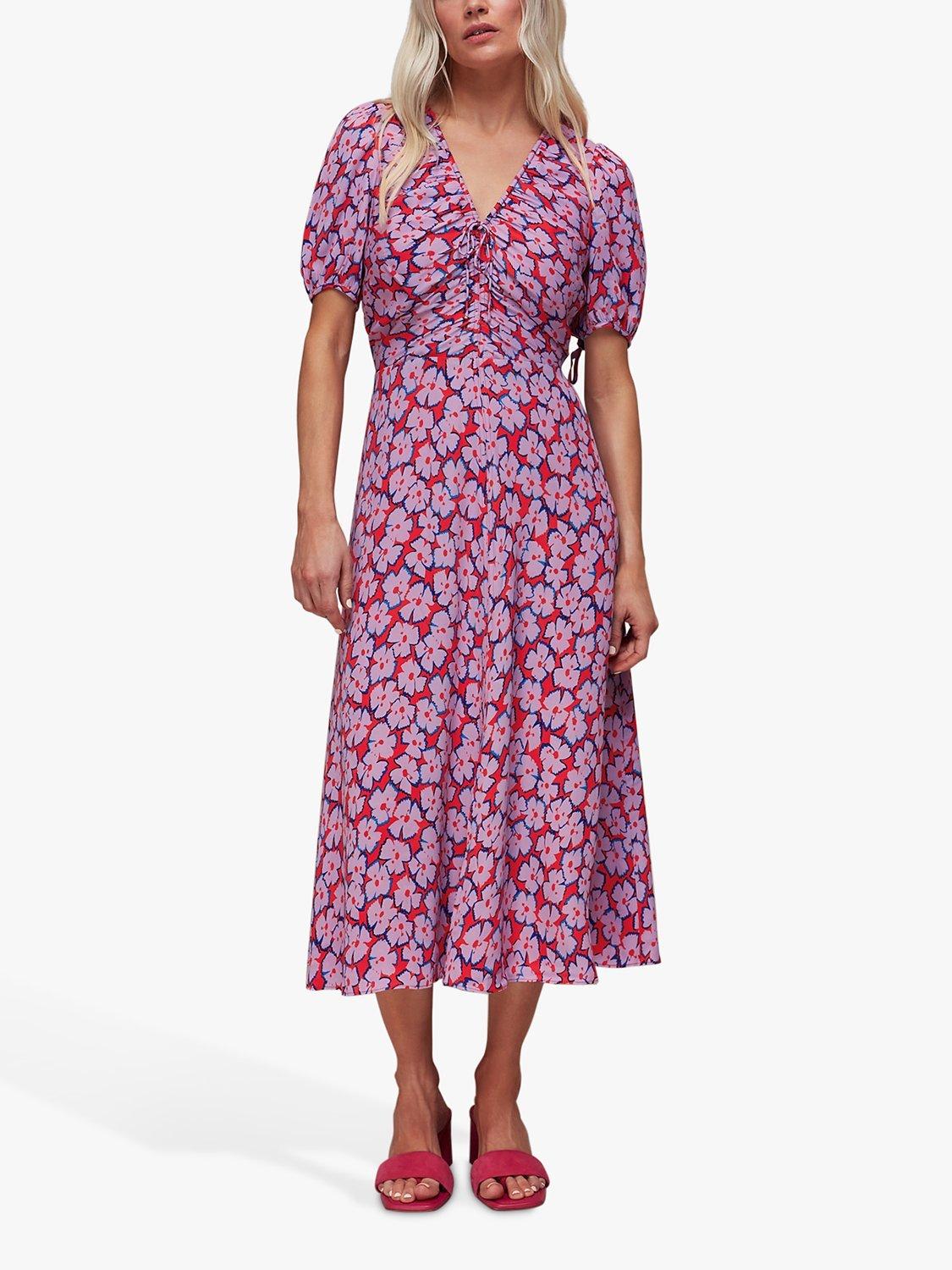 Whistles Petite Farfalle Flower Midi Dress, Pink/Multi