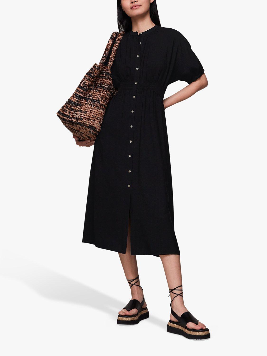 Whistles Petite Plain Shirt Dress, Black