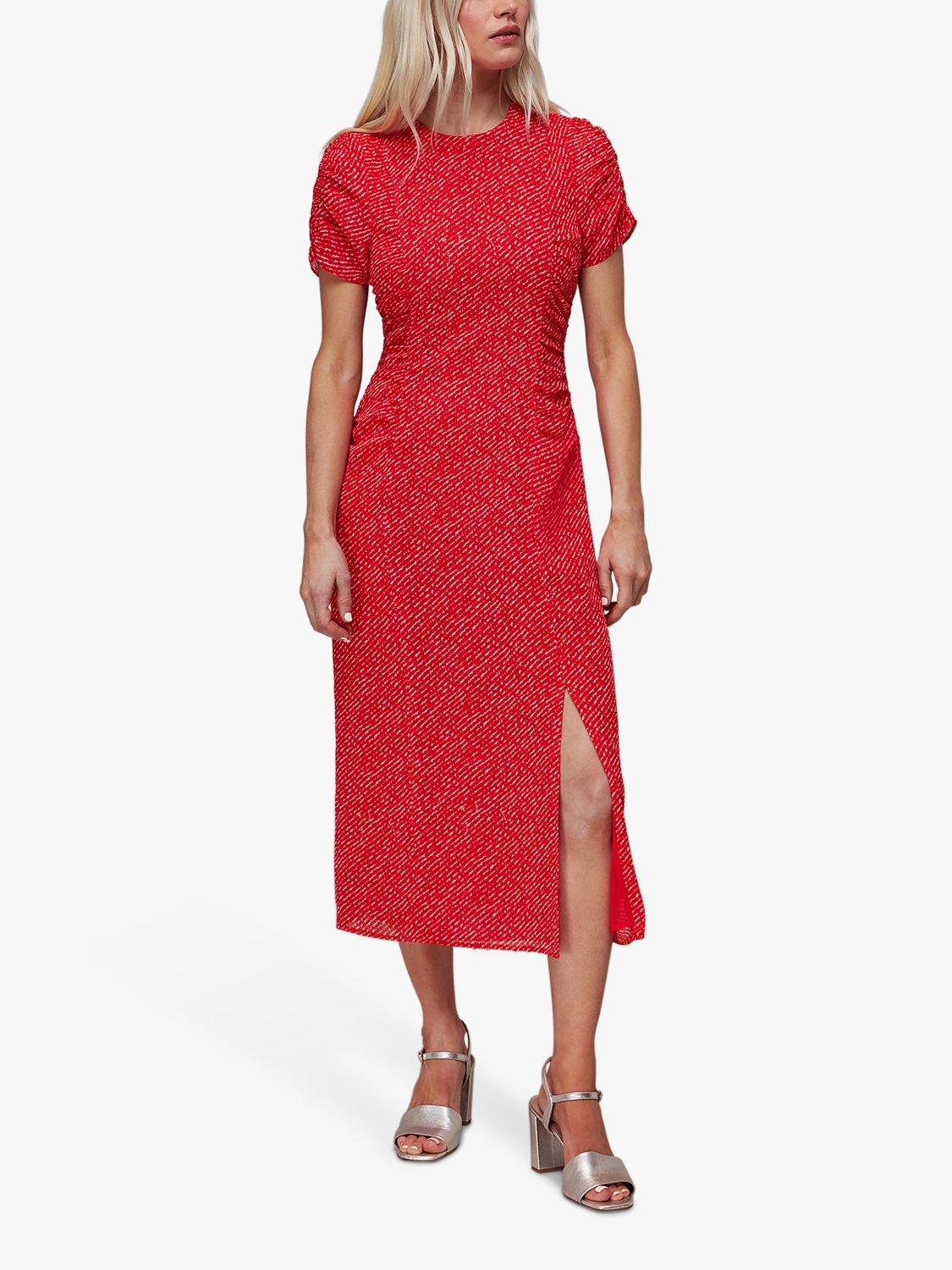 Whistles Petite Diagonal Fleck Dobby Dress, Red