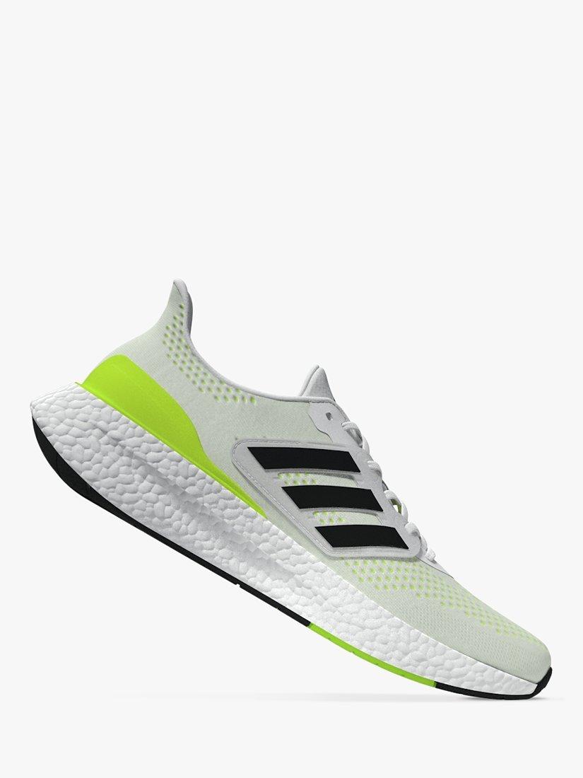 adidas Pureboost 23 Men's Running Shoes, White/ Black/ Lemon