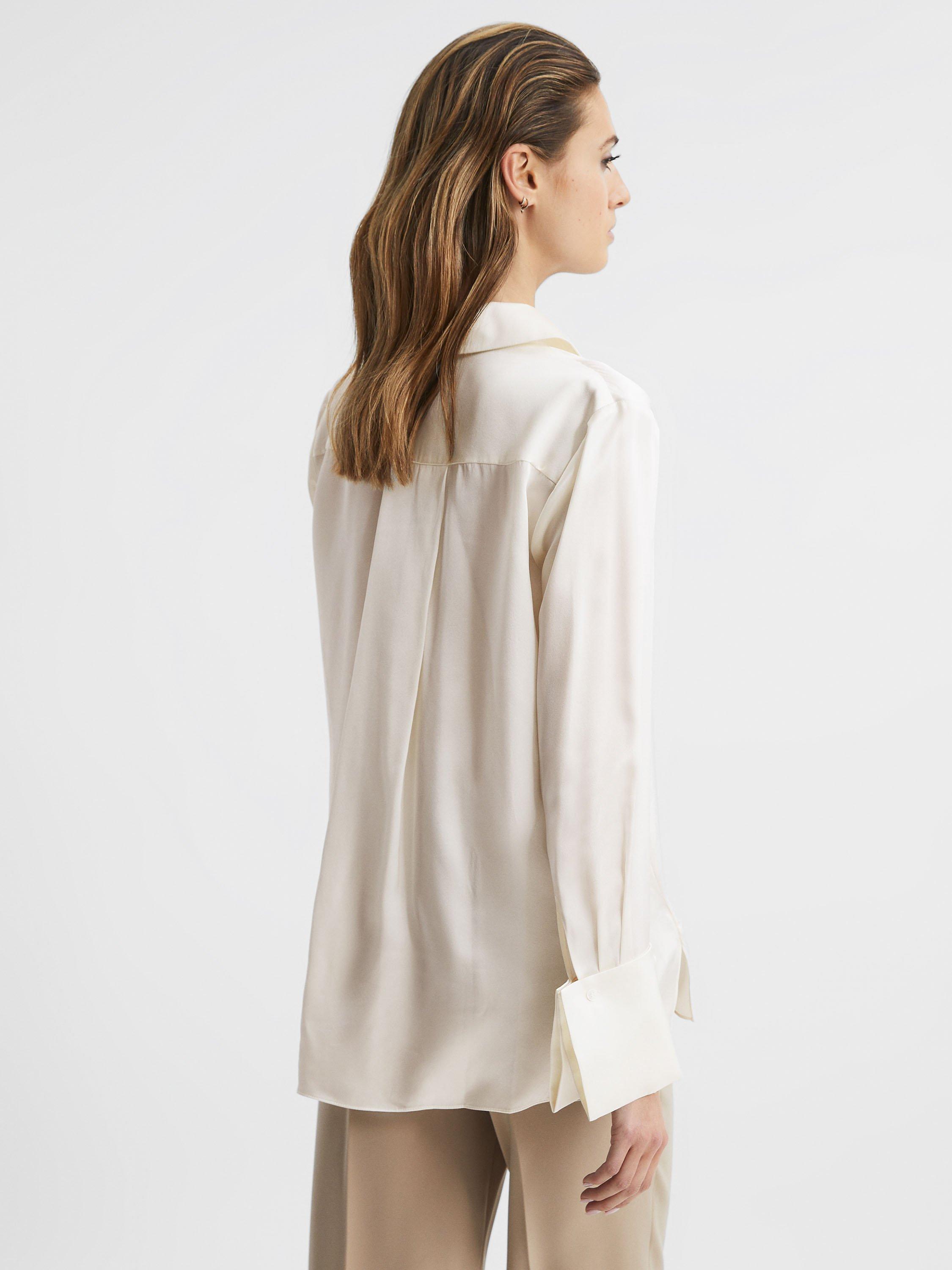 Reiss Hailey Silk Shirt, Ivory, 6