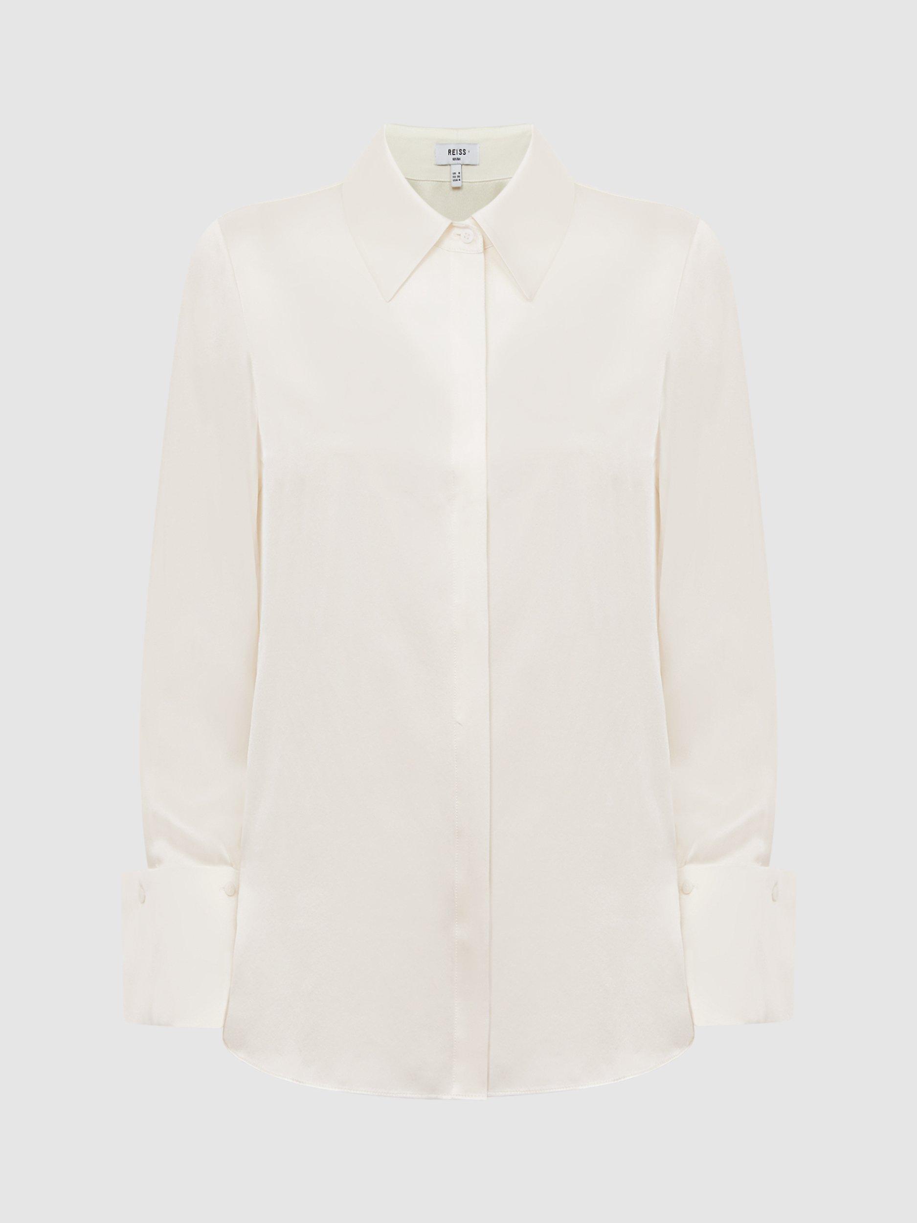 Reiss Hailey Silk Shirt, Ivory, 6