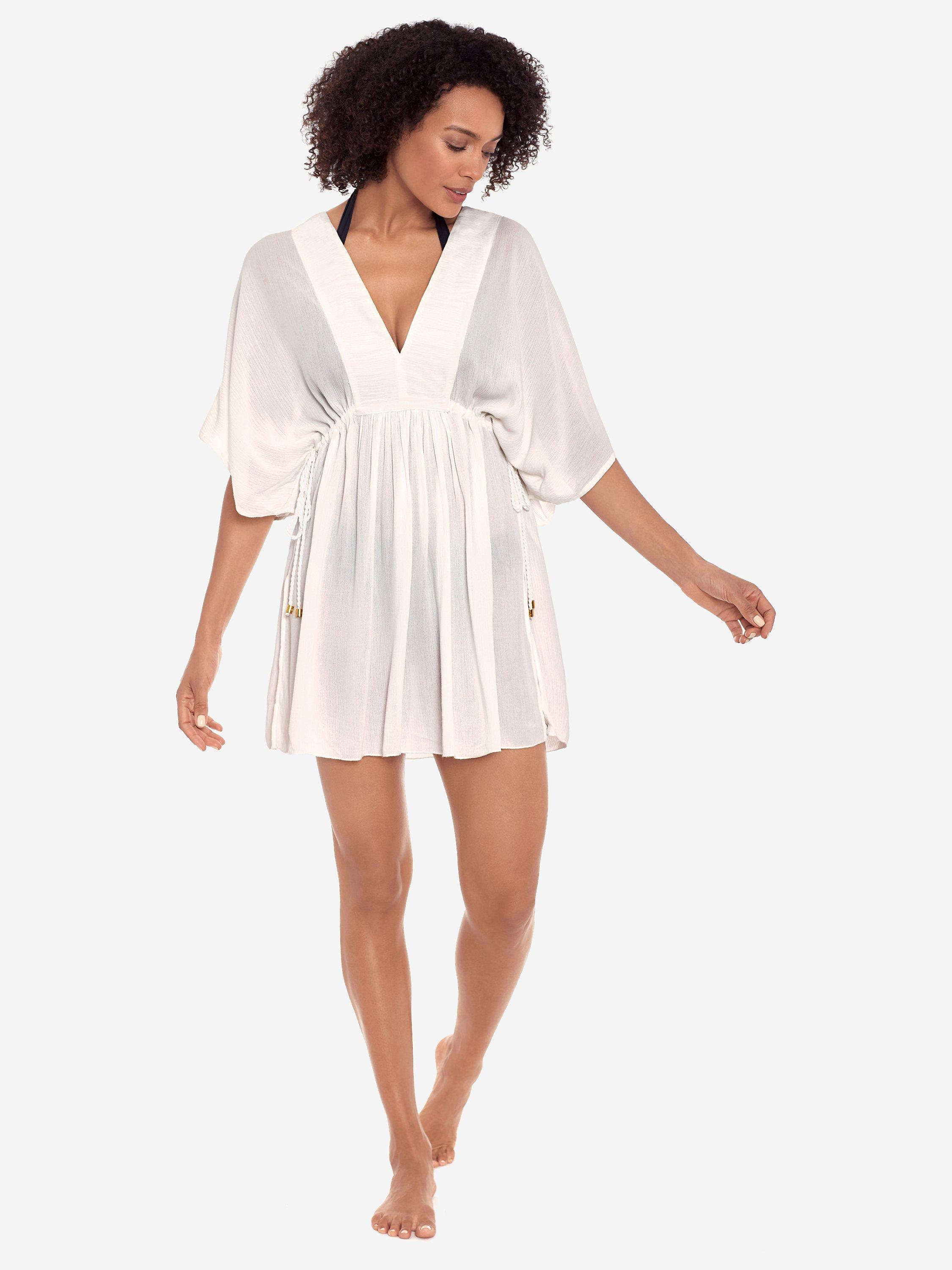 Lauren Ralph Lauren Tie Side V-Neck Crinkle Cover Up, White
