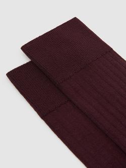 Reiss Fela Cotton Blend Ribbed Socks - view 2, Bordeaux