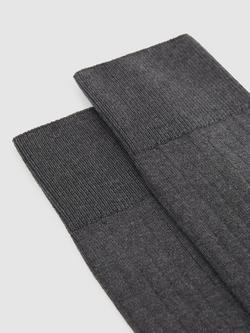 Reiss Fela Cotton Blend Ribbed Socks - view 2, Charcoal