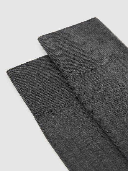 Reiss Fela Cotton Blend Ribbed Socks - view 2, Charcoal