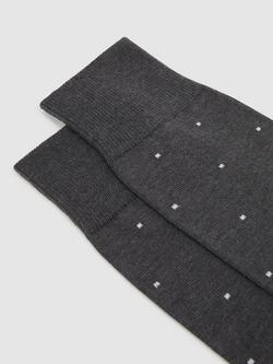Reiss Mario Polka Dot Print Cotton Blend Socks - view 2, Charcoal